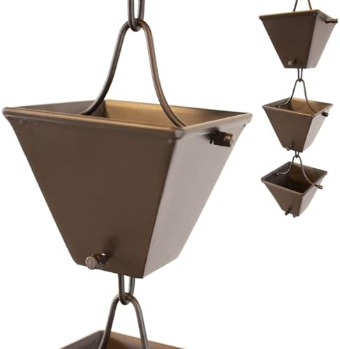 Nutshell Stores Medium Square Cups Rain Chain - Bronze - 12 Feet