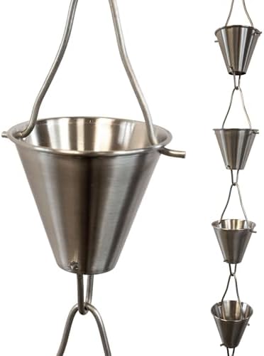 Nutshell Stores Steel Cups Rain Chain - Stainless Steel - 14 Feet
