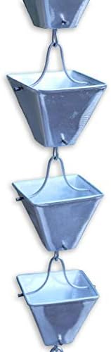 Nutshell Stores Medium Square Cups Rain Chain - Aluminum - 8 Feet