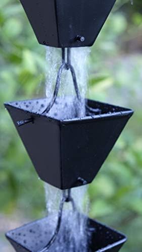 Nutshell Stores Medium Square Cups Rain Chain - Black - 15 Feet