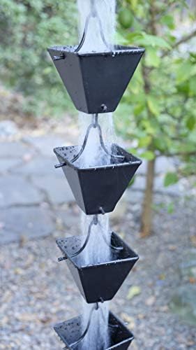Nutshell Stores Medium Square Cups Rain Chain - Black - 9 Feet