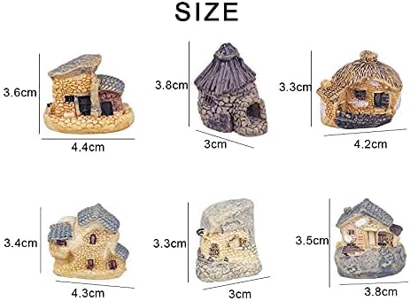 6pcs Miniature Fairy Garden House Accessories, Mini Fairy Stone Cottage Tiny House, for Garden & Patio Micro Landscape Yard Potted Plant Bonsai Terrarium Decoration