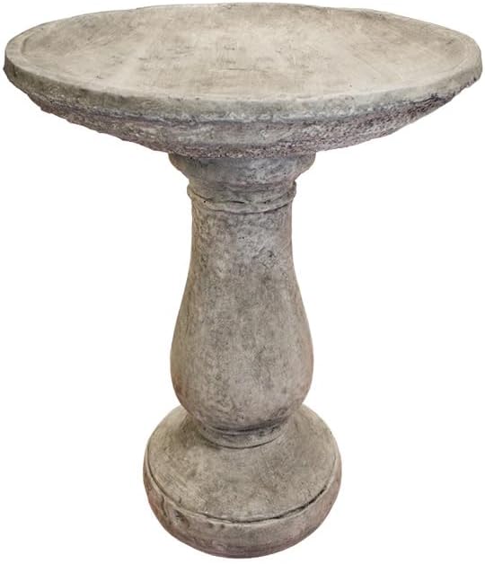 Solid Rock Stoneworks Oval 2 Piece Birdbath- 24" Tall- PreAged