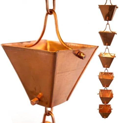 Nutshell Stores Medium Square Cups Rain Chain - Copper - 15 Feet