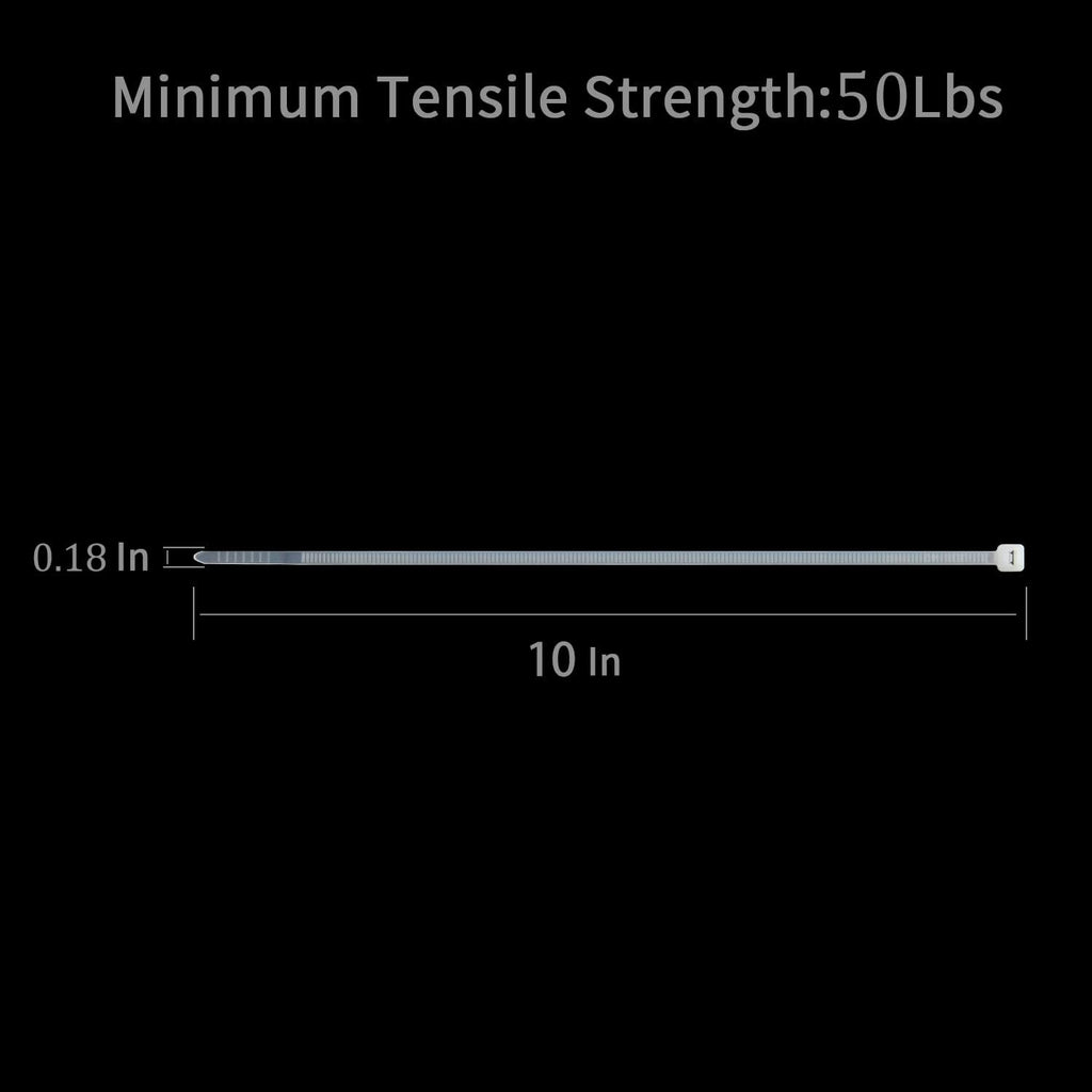 XINGO 100PCS Cable Zip Ties Heavy Duty, Premium Nylon Plastic Wire Ties with 50 Pounds Tensile Strength, Self-Locking Black Nylon Zip Ties for Indoor and Outdoor (10 inch, White)