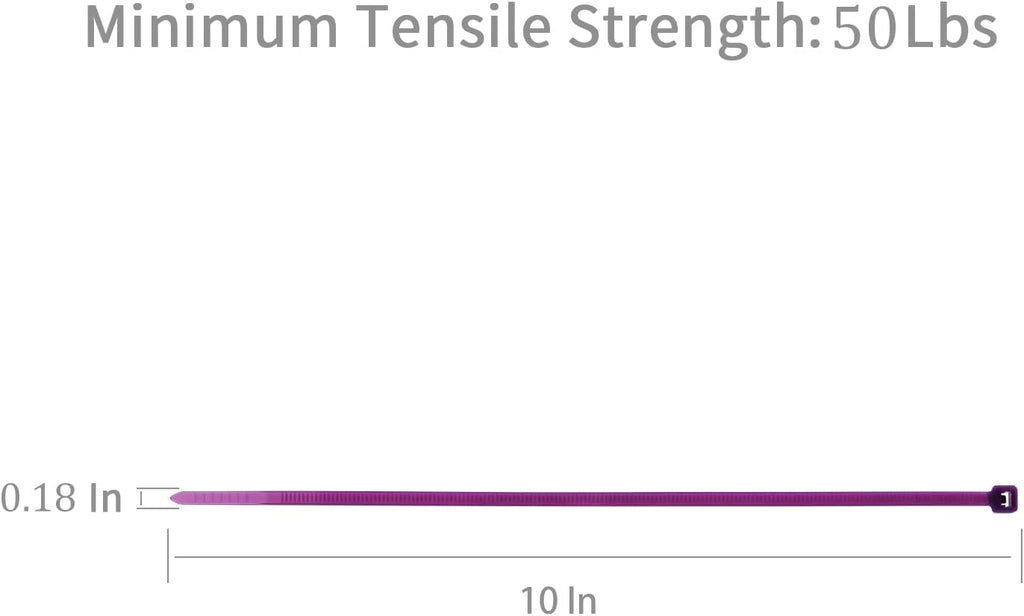 XINGO 100PCS Cable Zip Ties Heavy Duty, Premium Nylon Plastic Wire Ties with 50 Pounds Tensile Strength, Self-Locking Black Nylon Zip Ties for Indoor and Outdoor (10 inch, Purple)