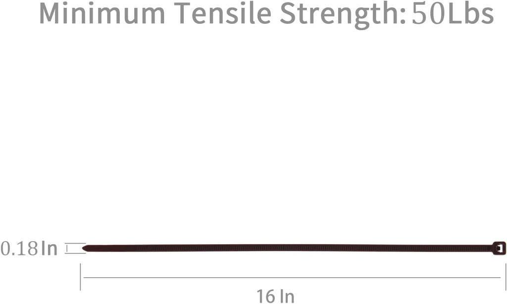 XINGO 100PCS Cable Zip Ties Heavy Duty, Premium Nylon Plastic Wire Ties with 50 Pounds Tensile Strength, Self-Locking Black Nylon Zip Ties for Indoor and Outdoor (16 inch, Brown)