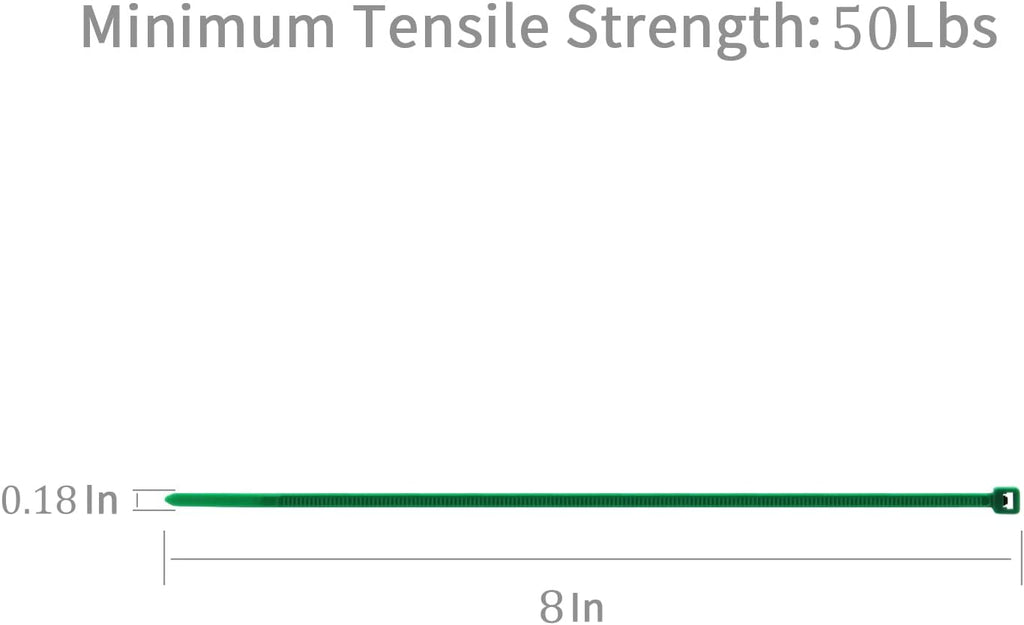 XINGO 100PCS Cable Zip Ties Heavy Duty, Premium Nylon Plastic Wire Ties with 50 Pounds Tensile Strength, Self-Locking Black Nylon Zip Ties for Indoor and Outdoor (8 inch, Dark Green)