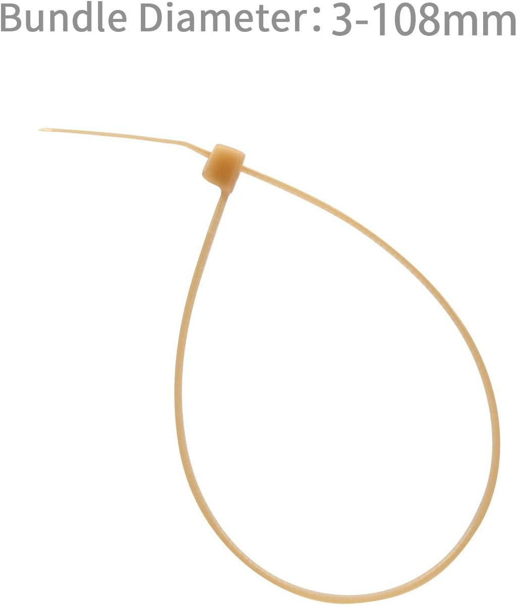 XINGO 100PCS Cable Zip Ties Heavy Duty, Premium Nylon Plastic Wire Ties with 50 Pounds Tensile Strength, Self-Locking Black Nylon Zip Ties for Indoor and Outdoor (16 inch, Gold)