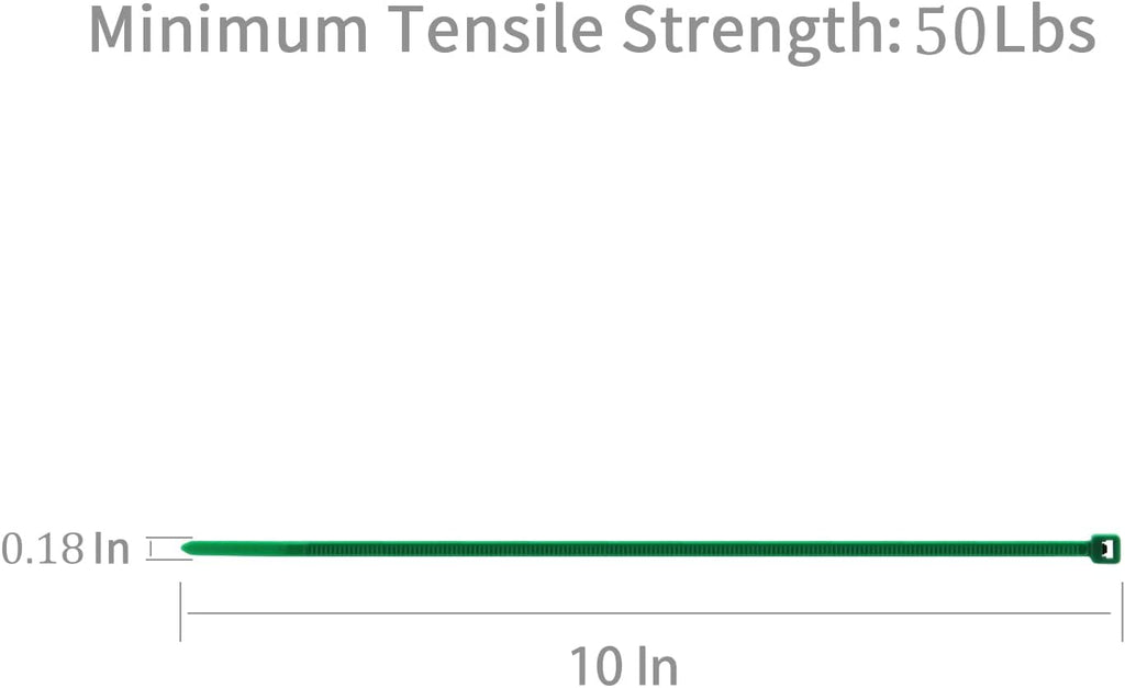 XINGO 100PCS Cable Zip Ties Heavy Duty, Premium Nylon Plastic Wire Ties with 50 Pounds Tensile Strength, Self-Locking Black Nylon Zip Ties for Indoor and Outdoor (10 inch, Dark Green)