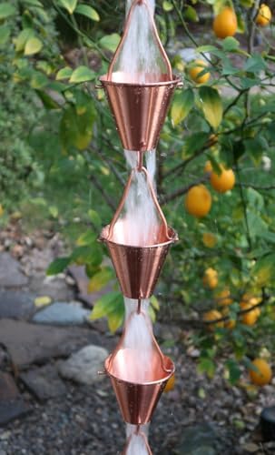 Nutshell Stores Steel Cups Rain Chain - Copper Plated - 9 Feet