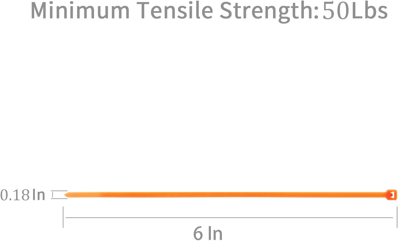 XINGO 100PCS Cable Zip Ties Heavy Duty, Premium Nylon Plastic Wire Ties with 50 Pounds Tensile Strength, Self-Locking Black Nylon Zip Ties for Indoor and Outdoor (6 inch, Orange)