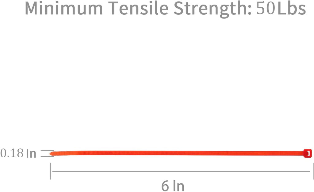 XINGO 100PCS Heavy Duty Cable Zip Ties, 6 Inch, Red, Self-Locking, Sturdy Nylon, 50 Pounds Tensile Strength