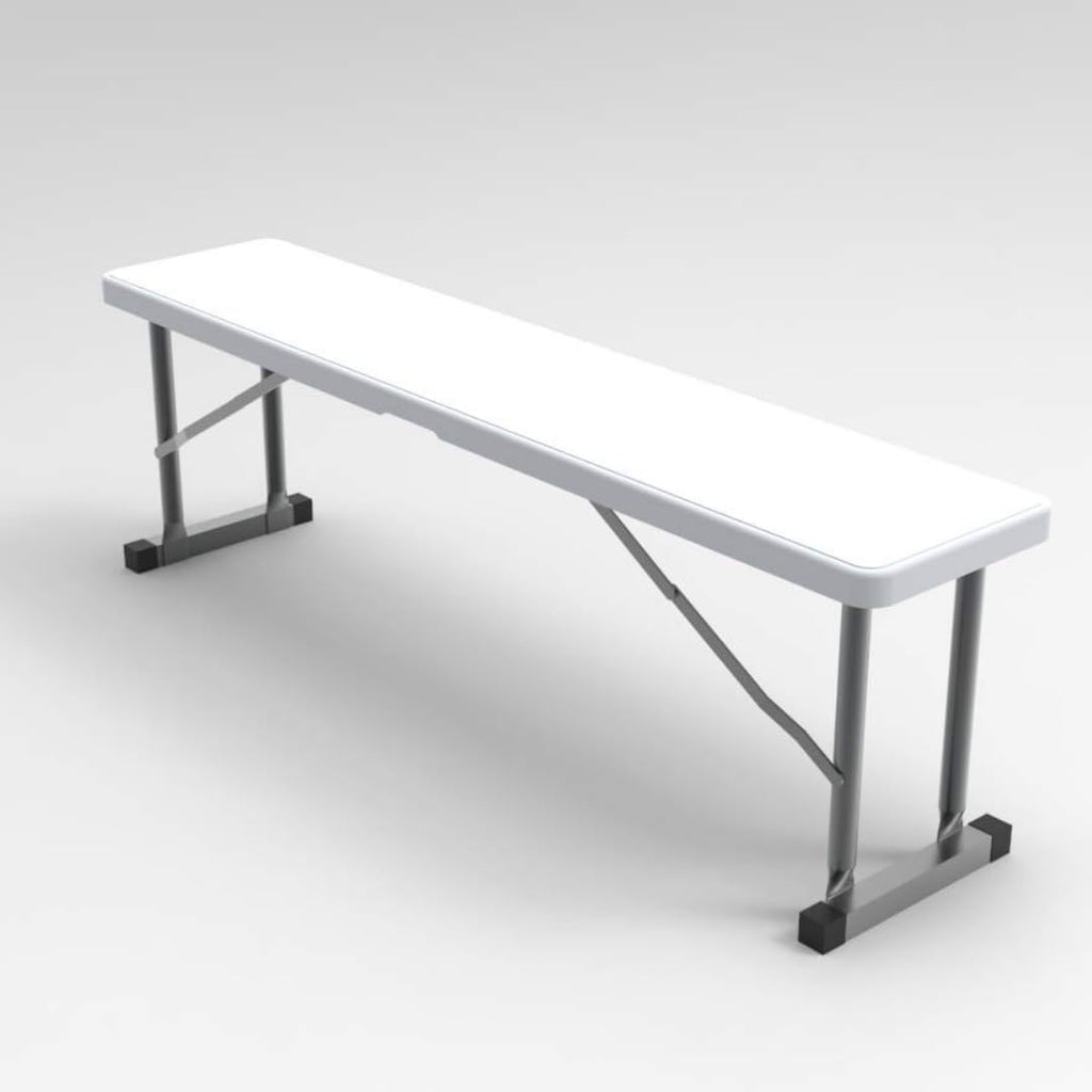 2.75ft Plastic Folding Bench – Lightweight and Portable White Resin with Durable Steel Frame, 33”x8”x16” - (Pack of 1, White, 2.75 Feet)