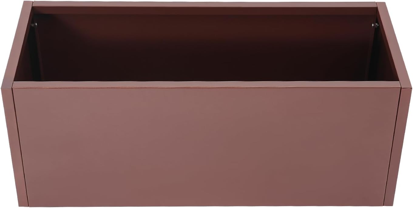 Steel Planter Box, 38" x 15" x 15" Rectangular Long Planter Metal Trough Box for Indoor Outdoor Tall Plants, Flowers or Shrubs (Coffee)