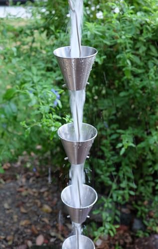 Nutshell Stores Steel Cups Rain Chain - Stainless Steel - 15 Feet