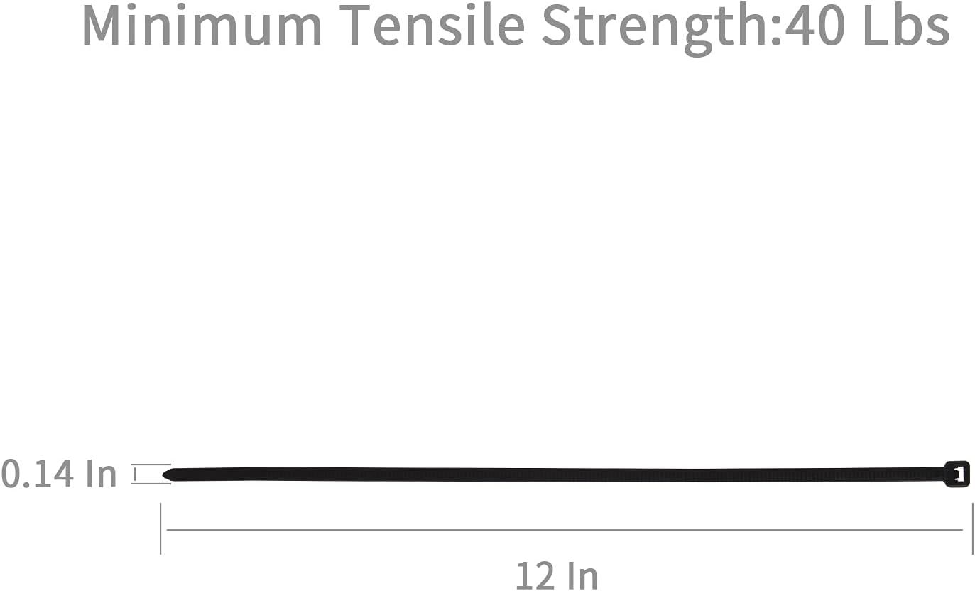 XINGO 12 Inch Black Cable Zip Ties (500 Pack), 40 Pounds Tensile Strength-Heavy Duty, Self-Locking UV Resistant Nylon Plastic Wire Ties for Indoor and Outdoor Use