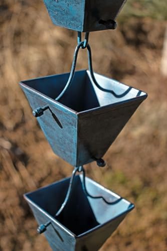 Nutshell Stores Medium Square Cups Rain Chain - Patina - 15 Feet