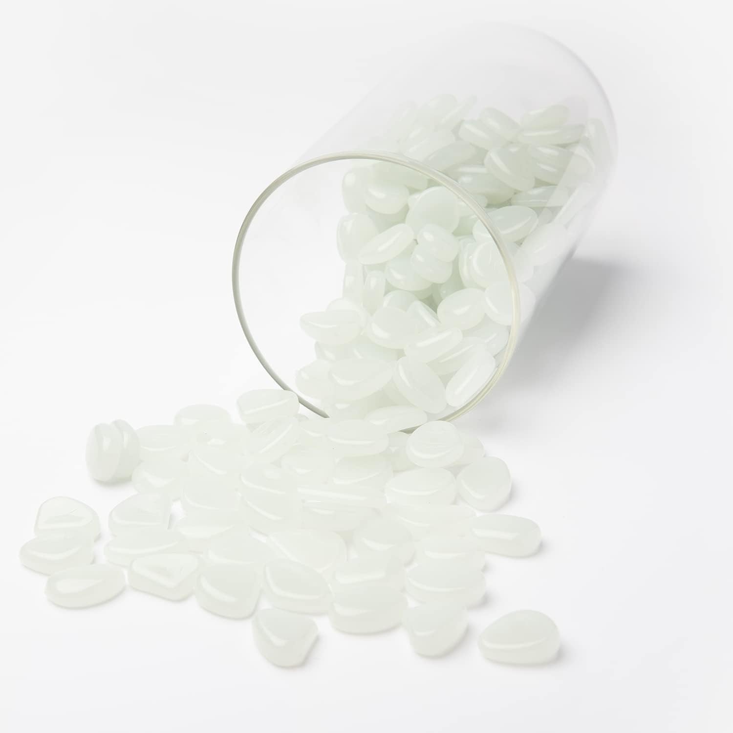 Oubest Glow in The Dark Pebbles/Glow Stones/Glowing Rocks Blue Decor for Garden/Fish Tank/Aquarium/Walkway/Driveway/Plant Pots/Bonsai (100, White)