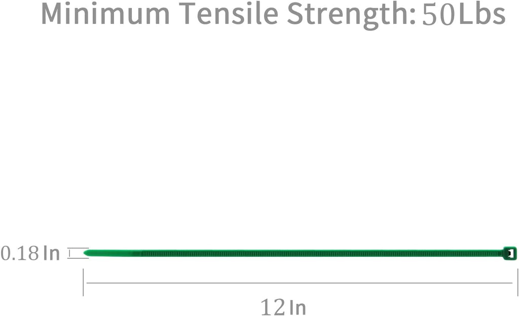 XINGO 100PCS Cable Zip Ties Heavy Duty, Premium Nylon Plastic Wire Ties with 50 Pounds Tensile Strength, Self-Locking Black Nylon Zip Ties for Indoor and Outdoor (12 inch, Dark Green)