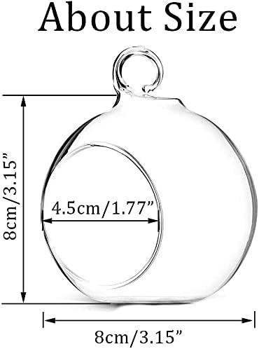 Sziqiqi Hanging Glass Globes Orbs Tea Light Candle Holders with Flameless LED Tealight for Wedding Ornaments Wedding Birthday Christmas Party Centerpiece Accessory 3.15in 100pcs