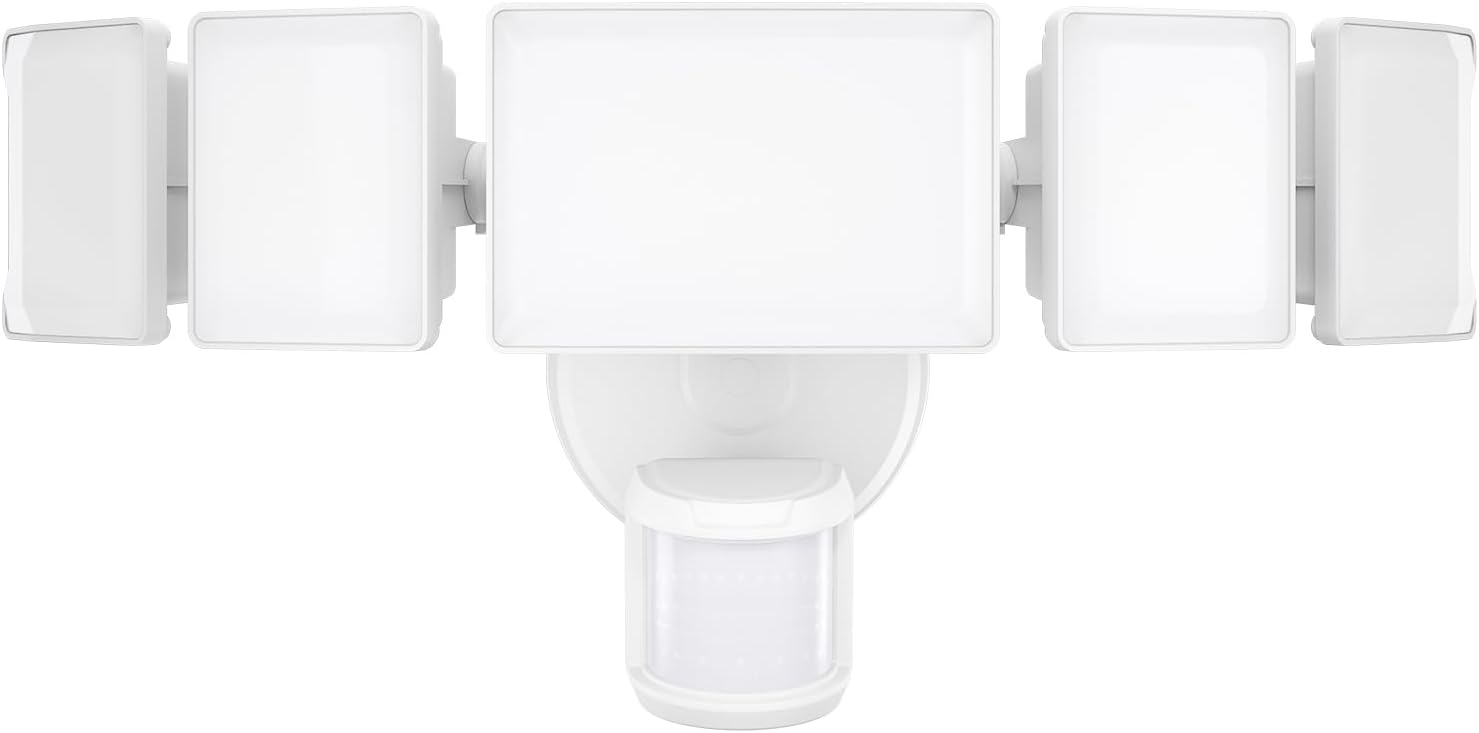 Olafus 100W Motion Sensor Outdoor Lights, 10000LM 6500K Daylight Flood Lights Outdoor Motion Sensor, Dusk to Dawn Outdoor Lighting, IP65 Waterproof Motion Detector Lights for Outside, White