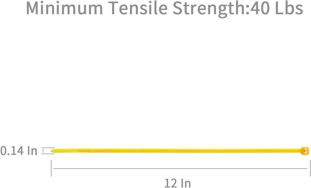 XINGO Nylon Cable Zip Ties Self Locking Plastic Wire Ties with 40 Lbs Tensile Strength for Indoor and Outdoor 12 Inch 500 Pack Yellow