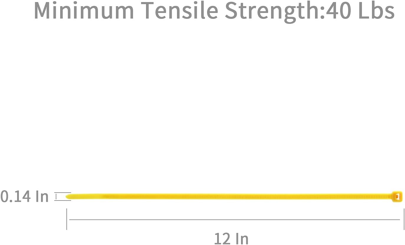 XINGO Nylon Cable Zip Ties Self Locking Plastic Wire Ties with 40 Lbs Tensile Strength for Indoor and Outdoor 12 Inch 500 Pack Yellow