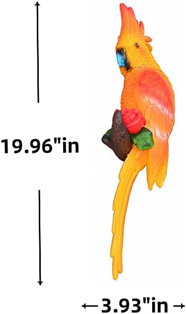 Statue Bird,Garden Decorations Bird Figurine,Resin Bird,Bird Statue Real Parrot Figurine,Flapping Macaw Bird Tropical Decor Wall Sculpture, Polyresin, Orange Color