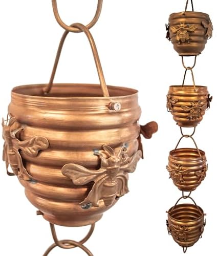 Nutshell Stores Honeybee & Hive Copper Rain Chain - Copper - 12 Feet