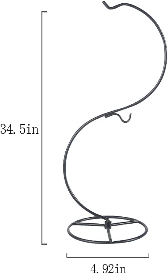 Hanging Stand Iron S-Shape Display Stand for Planter Terrarium Witch Ball Christmas Ornament (Black, 3 Levels)