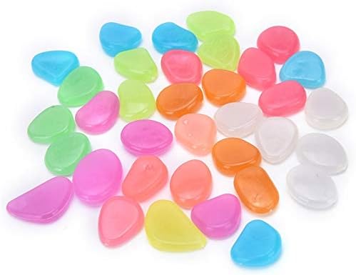 Oubest Glow in The Dark Pebbles/Glow Stones/Glowing Rocks Blue Decor for Garden/Fish Tank/Aquarium/Walkway/Driveway/Plant Pots/Bonsai (100, Multi-Colored)