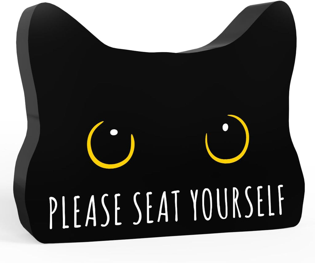 Please Seat Yourself Funny Bathroom Acrylic Decor Sign Black Cat Decor Cat Decor for Home Bathroom Cat Lover Gifts For Women Men