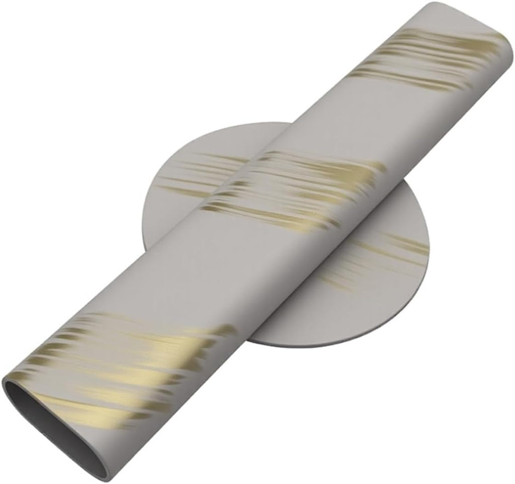 Self Adhesive Wall Vase Metal Tube Decoration Holder Used to Display Dried Flower, Faux Flowers, Fake Flowers, Also Suitable for Cemetery Memorial Decoration (1 Pcs White Gold Stripe)