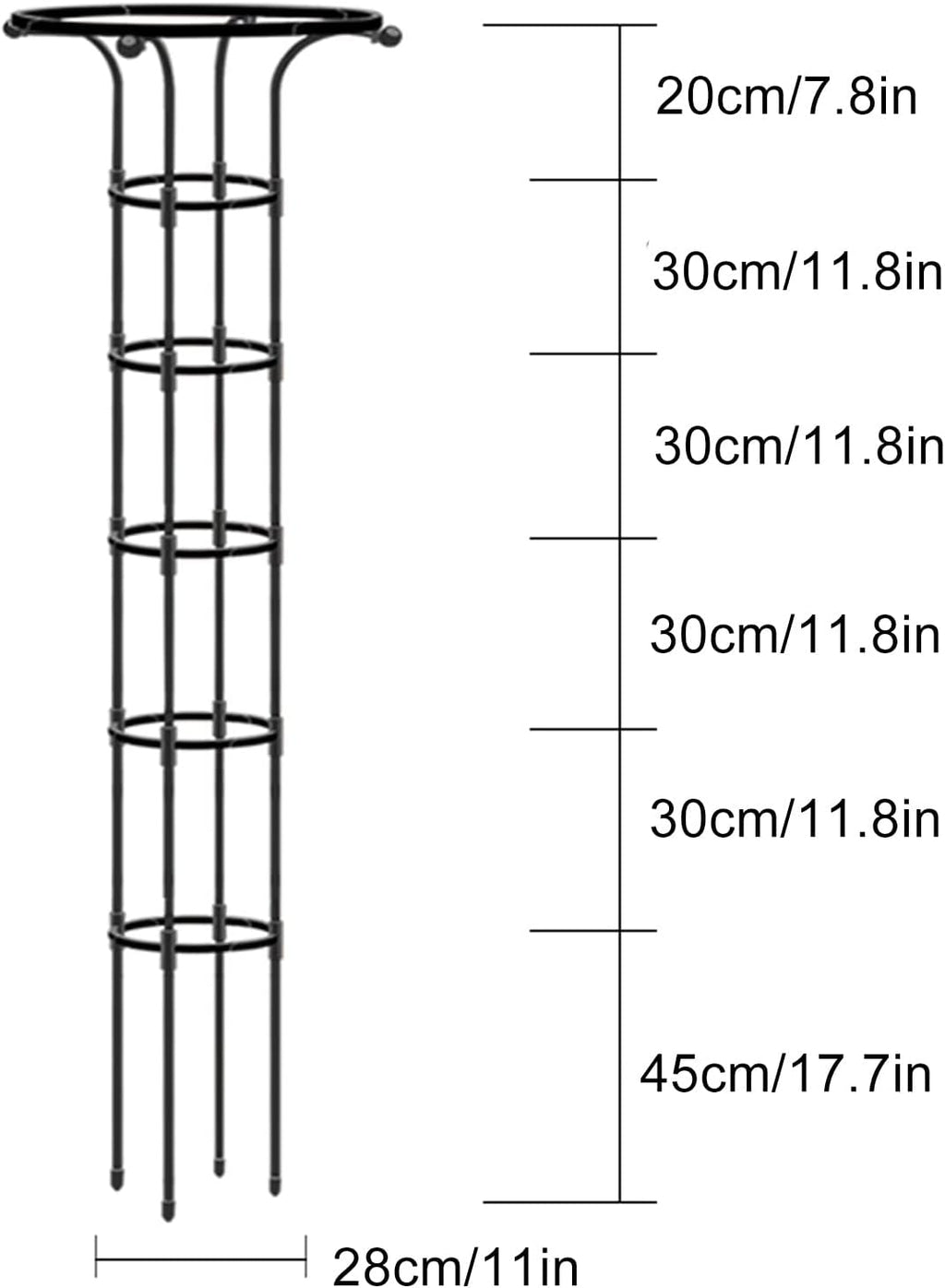 BestAlice Garden Obelisk Trellis for Climbing Plants, 73 Inch Tower Obelisk Garden Trellis, Vertical Metal Umbrella Trellis Tower with PE Coated, Black Lightweight Plant Tower for Indoor Outdoor Use