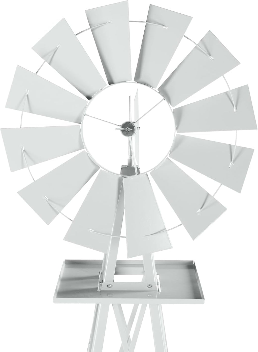 8FT Windmill for Yard Garden Decoration with Weather Vanes，Heavy Duty Outdoor Wind Mills, Large Metal Outdoor Windmill,Weather Resistant,White