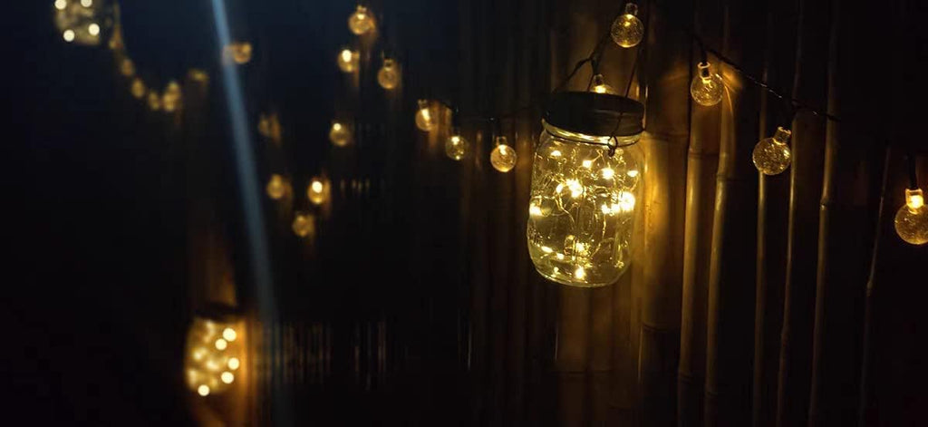 Decorman Solar Mason Jar Lights, 12 Pack 30 LED Fairy Star Firefly String Lids Lights with 12 Hangers for Patio Yard Garden Party Wedding Christmas Decoration(Jars Not Included)