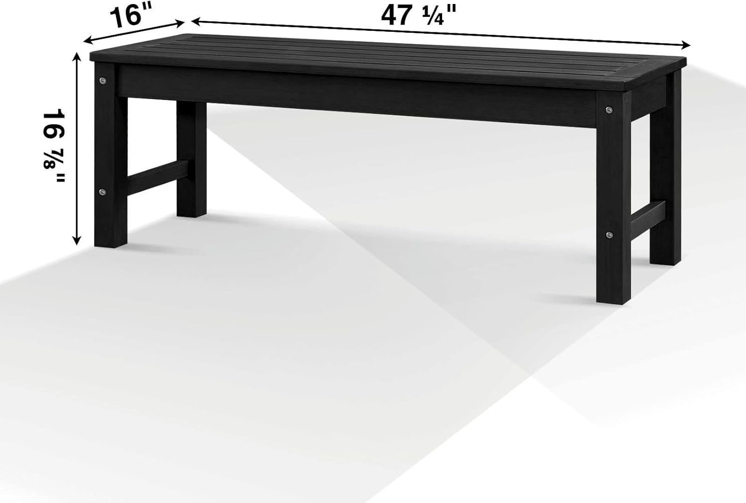Psilvam Knight Bench, Two Person Outdoor Poly Lumber Patio Backless Bench, Weatherproof Garden Bench That Never Rot and Fade, Suit for Garden, Porch and Park (Black)