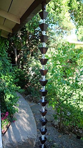 Nutshell Stores Medium Square Cups Rain Chain - Bronze - 18 Feet