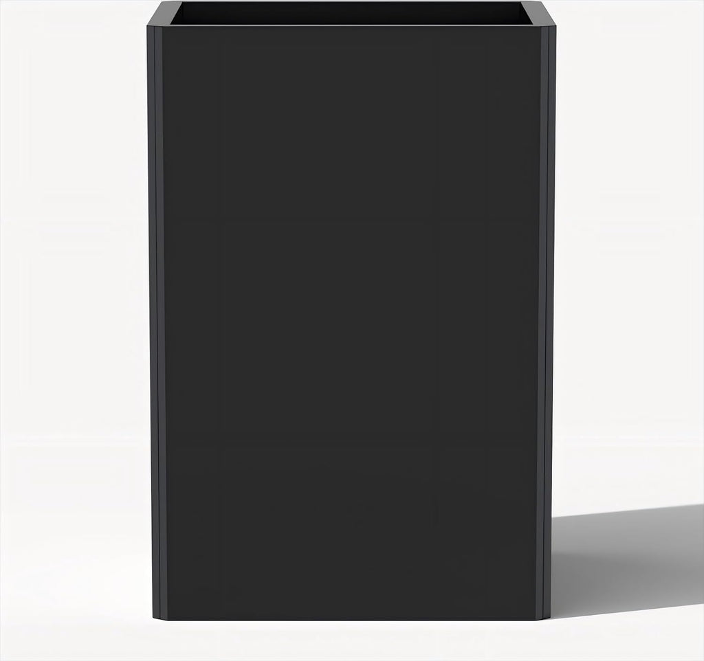 24" Tall Planter for Outdoor Plants, Modern Large Outdoor Galvanized Steel Flower Pots, Front Porch Decor, Garden Pots, Black Planters for Indoor/Outdoor, Patio, Balcony