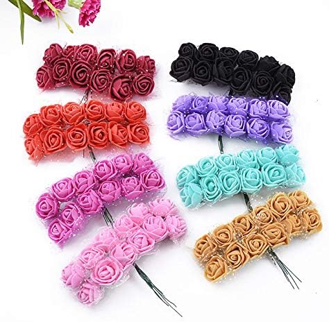 Mini Rose Fake Flower Heads in Bulk for Crafts Artificial Flowers for Home Wedding Decoration DIY Party Birthday Decor Pompom Wreath Decorative Bridal Flower 144pcs (Bottom add Gauze) Tan