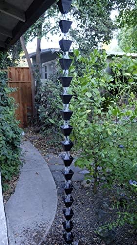 Nutshell Stores Medium Square Cups Rain Chain - Black - 14 Feet