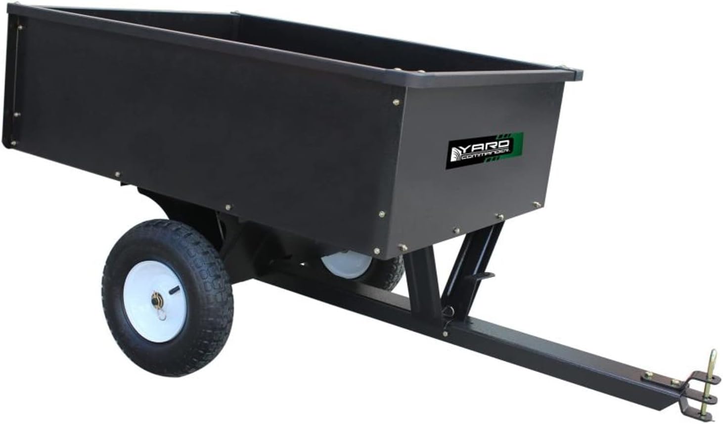 Yard Commander - 400LB Heavy Duty Tow Behind ATV Trailer Steel Dump Cart - 10-Cubic Feet Capacity - Garden Utility Trailer - Trailers with Removable Tailgate for Riding Lawn Mower Tractor