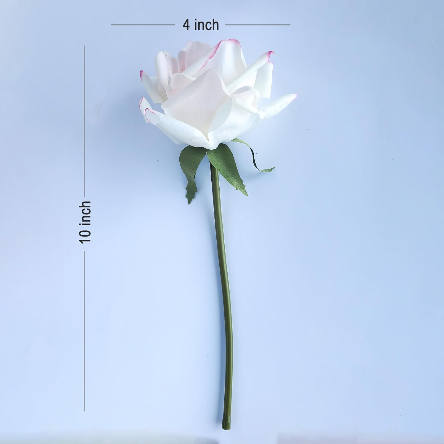 Artificial flower real touch roses feel and look realistic fake roses with short stems, suitable for gift, for wife girlfriend mom friends, Indoor home table，cake, hotel, car decoration (pink white)