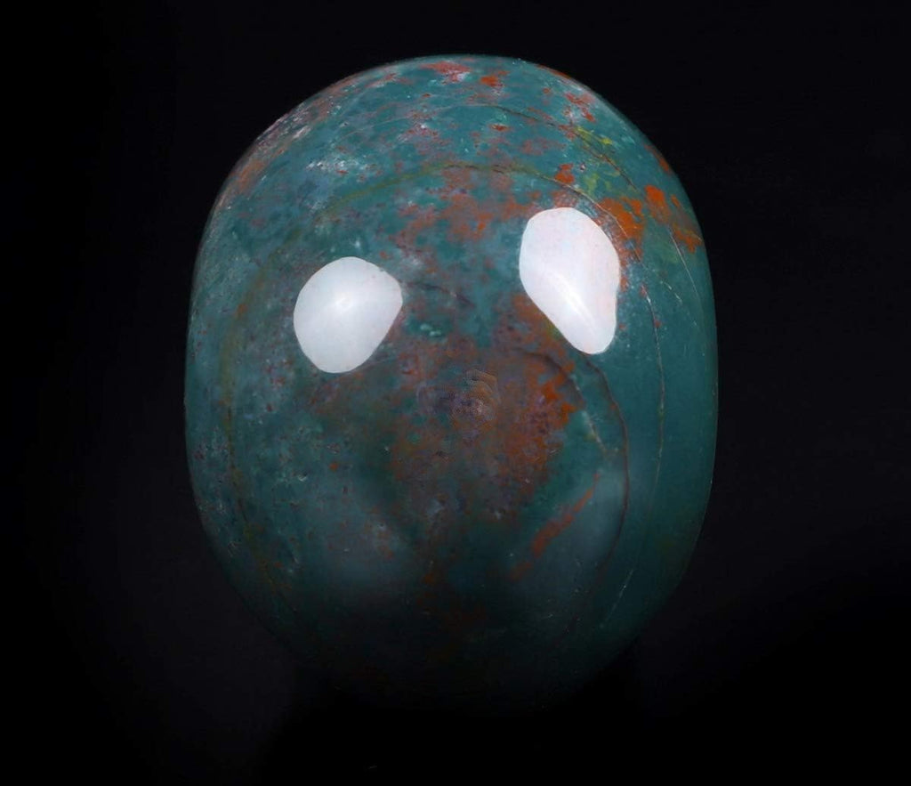 Skullis 2.0" Bloodstone Crystal Skull, Hand Carved Gemstone Fine Art Sculpture, Reiki Healing Stone Statue.