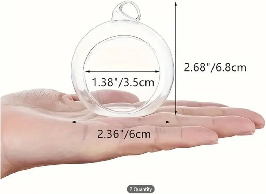 2.36"/ 6cm Hanging Tealight Candle Holder Glass Globes Air Plant Orb Glass Candlestick Lights Terrariums Candles Terrarium Vase Containers Home Decor Indoor Outdoor Garden DIY Gifts (30)