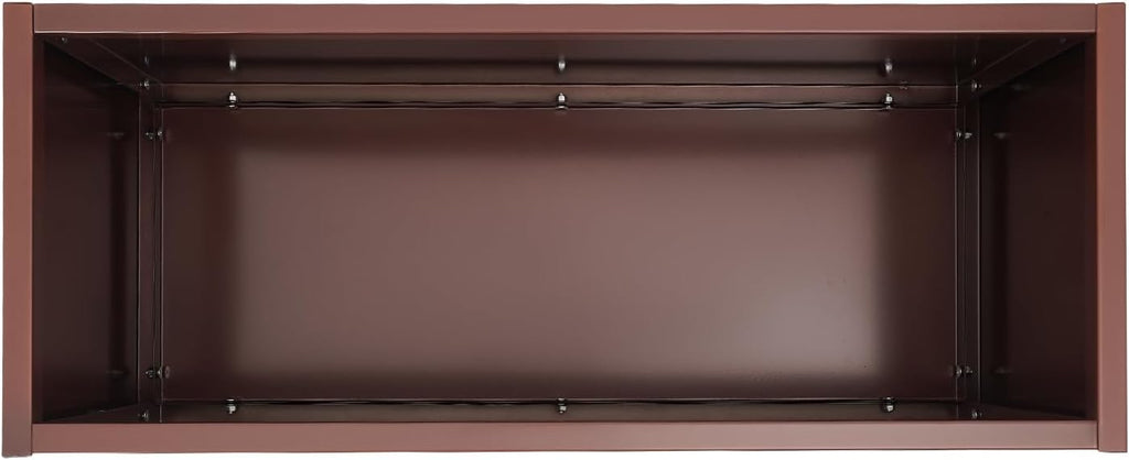 Steel Planter Box, 38" x 15" x 15" Rectangular Long Planter Metal Trough Box for Indoor Outdoor Tall Plants, Flowers or Shrubs (Coffee)