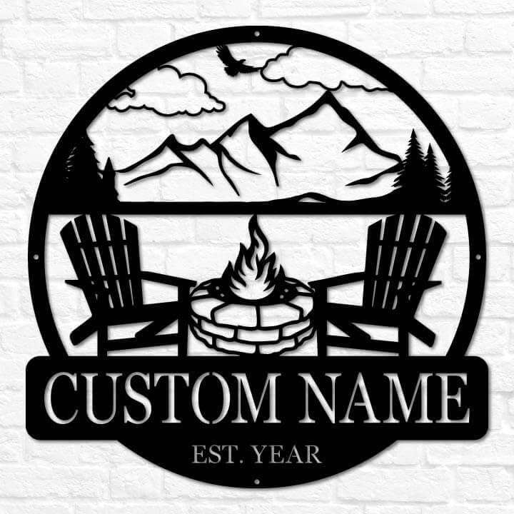 Custom Campfire Sign | Metal Outdoor Sign | Camper Decor | Personalized Camping Gifts | Fire Pit Sign | Outdoor Decor Cabin Sign | Campsite Sign