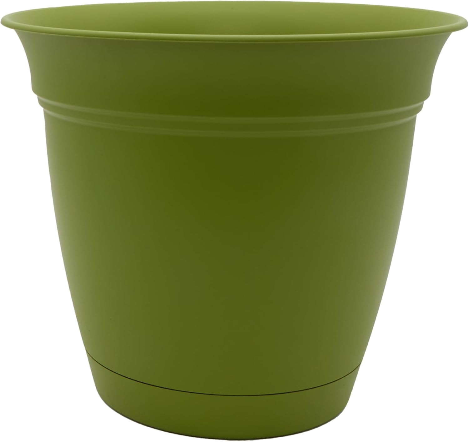 The HC Companies Eclipse Round Planter with Saucer - Outdoor & Indoor Plant Pot with Drainage Holes - Lightweight, UV-Resistant Plastic Pots for Plants, Flowers & Herbs (10" Peridot, Pack of 1)