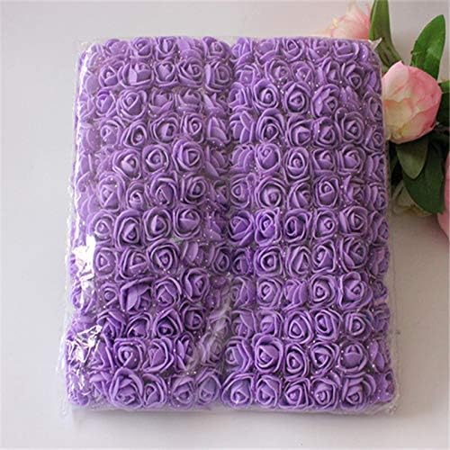 Foam Rose Fake Flowers for Crafts 144 pcs 2 cm Mini Wreaths Artificial Flower Bouquet Multicolor Rose Flower Wedding Scrapbooking Decoration Rose Fake Flower(Purple)